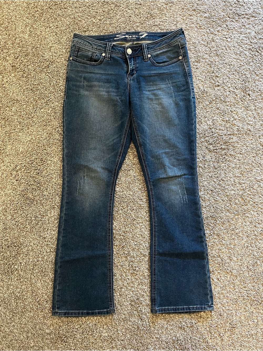 Seven7 Dark Blue Slim Boot Cut Jeans